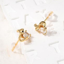 Arete de circonita cúbica transparente con micro pavé de latón&nbsp;EJEW-C158-15A-G