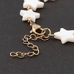 Bracciale con catena a maglia a stella conchiglia naturale&nbsp;BJEW-C015-02G