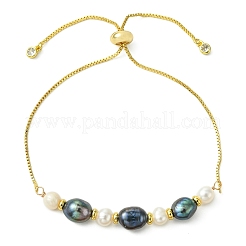 Braccialetti scorrevoli regolabili in perle d'acqua dolce coltivate naturali&nbsp;KK-BJEW-JB14102-01