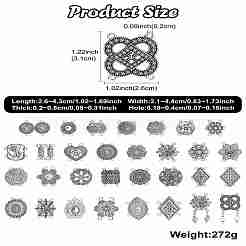 60 Stück 30 Stile tibetischen Stil Zinklegierung Multi-Strang-Verbinder&nbsp;FIND-CJ0003-63