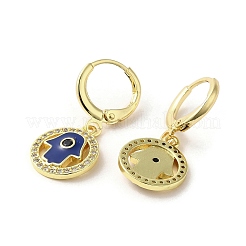 Boucles d'oreilles dormeuses en laiton plaqué or 18 carat main de Hamsa&nbsp;EJEW-Q797-10G-03