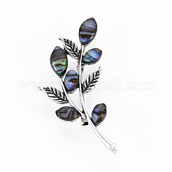 Concha de abulón natural en forma de hoja/broche de concha de paua&nbsp;G-N333-004A-RS
