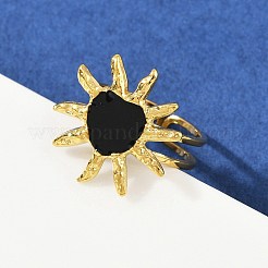 Herz Sonne 304 Edelstahl Emaille Fingerringe für Frauen&nbsp;RJEW-G355-08G