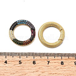 Latón micro pave zirconia cúbicos puerta de primavera anillos&nbsp;KK-M206-03G-01-1