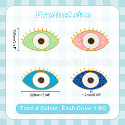 4 Stück 4 Farben Böse Augen Polyester Pailletten Applikationen&nbsp;PATC-GA0001-16