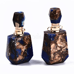 Zusammengebaute Parfümflaschenanhänger aus synthetischem Bronzit und Lapislazuli&nbsp;G-S366-059A