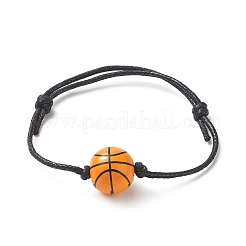 Braccialetto con perline a tema sportivo in legno naturale tinto&nbsp;BJEW-JB09185