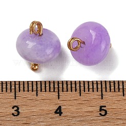Dijes de platillo teñidos de jade blanco natural con pasadores de latón en tono dorado con baño de rejilla&nbsp;KK-B103-17B-03