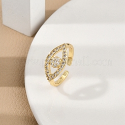 Bagues de manchette en laiton plaqué or micro pavé de zircones cubiques transparentes pour femmes&nbsp;RJEW-M028-72G