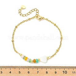 Bracelets à maillons en jade blanc naturel teint et perles de coquillage d'eau douce&nbsp;BJEW-JB13683