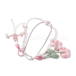 Gehäkelte Puffblumen & Polyesterseile & Anhängerdekorationen&nbsp;HJEW-JM04395-01
