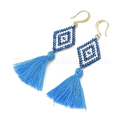 Orecchini pendenti da donna con perline di vetro e ottone.&nbsp;EJEW-MZ00800-03