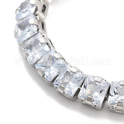 Braccialetti con cursore a catena quadrata con pavé di ottone trasparente e zirconi cubici trasparenti&nbsp;BJEW-B094-10A-P