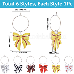 6 Stück 6 Stile Sport Bowknot Acryl Weinglas Charms&nbsp;AJEW-BM00002