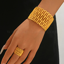 Ensemble élégant de bracelet manchette creux en alliage et de bague&nbsp;YH4609