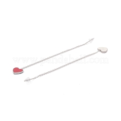 Lunga catena con orecchini pendenti a cuore smaltato&nbsp;EJEW-A067-01P-B