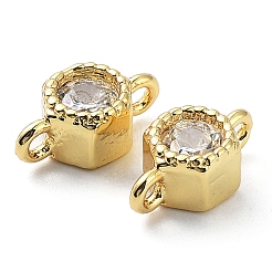 Ciondoli per connettori in zirconia cubica trasparenti in ottone placcato a cremagliera&nbsp;KK-C035-02G