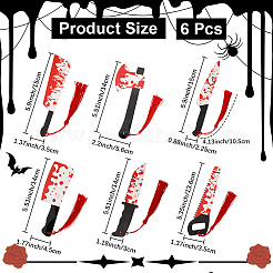 6 Stück 6 Stile Blut Acryl Lesezeichen mit Quaste&nbsp;AJEW-CP0009-56