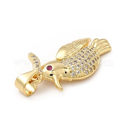 Porte micro ouvrent pendentifs zircone cubique en laiton de placage&nbsp;KK-E072-15G