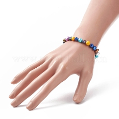 Stretcharmband aus gefärbten Naturperlen für Kinder&nbsp;BJEW-JB09189-01