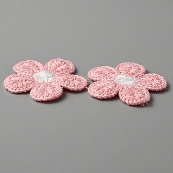 Applicazioni all'uncinetto bicolore a forma di fiore a 5 petalo&nbsp;DIY-WH0399-61A
