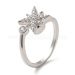 Drehbarer offener Katzenaugenring mit Zirkonia&nbsp;RJEW-Q776-01G-01