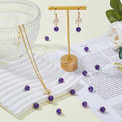 80 Stück natürlicher Amethyst runder Anhänger&nbsp;PALLOY-DC00001