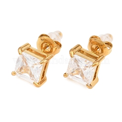 Ohrstecker aus 304 Edelstahl mit Mikropavé und Zirkonia&nbsp;EJEW-Z165-01G-01