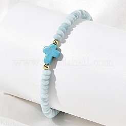 Braccialetti elasticizzati con perline a rondella in vetro tinto effetto sfumato&nbsp;BJEW-JB14345