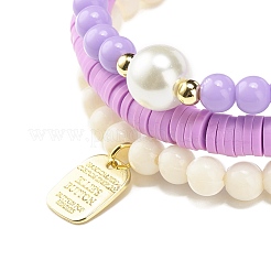 3 braccialetti elastici da surfista in argilla polimerica fatti a mano con perle di vetro&nbsp;BJEW-JB08072