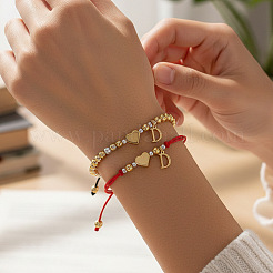 2 Stück Messing-Armband-Set mit Anhängern des Anfangsbuchstabens D&nbsp;GM5695-4