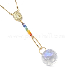 7 acchiappasole a forma di chakra in vetro e ottone con micro pavé di zirconi cubici&nbsp;HJEW-JM05023