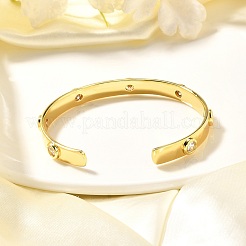 Flacher runder Armreif mit offener Manschette aus klarem Zirkonia&nbsp;BJEW-J165-07G