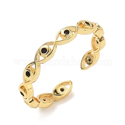 Anelli aperti con polsino in ottone micro pavé di zirconi cubici per donna&nbsp;RJEW-K261-18G