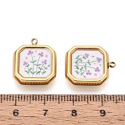 Stile stampato in acciaio inossidabile 304 quadrato con pendenti a forma di fiore&nbsp;STAS-T071-24B-G