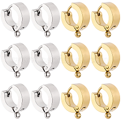 16 pieza de pendientes de aro huggie de acero inoxidable 304 de 2 colores&nbsp;STAS-BBC0009-68B