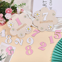 2 bolsa de 2 tarjetas de hitos mensuales para bebés de MDF de colores con letrero de anuncio&nbsp;DIY-CA0007-95