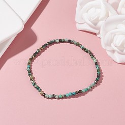 Bracciale elasticizzato con perline di turchese africano naturale (diaspro) da 3 mm per donna&nbsp;BJEW-JB07284-05