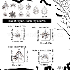 54 pz 9 stili di gioielli di Halloween in lega tibetana pendenti&nbsp;FIND-SC0004-40