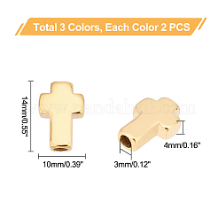 6 Stück 3 Farben 304 Edelstahlperlen&nbsp;STAS-DC0001-95