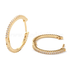 Messing Micro Pave klare Zirkonia Huggie Creolen&nbsp;EJEW-H109-05G