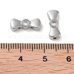 Collegamenti multi-filo con pavé di ottone con zirconi cubici trasparenti e bowknot&nbsp;KK-B102-37A-01P