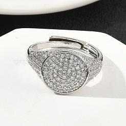 Anelli per polsini da donna in ottone con micro pavé di zirconi cubici&nbsp;RJEW-A069-13P-03