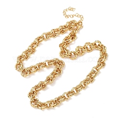 Colliers à double chaîne rolo texturée en acier inoxydable 304 de 8 mm pour femmes&nbsp;NJEW-G194-05G-01
