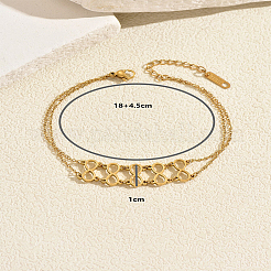 Pulseras huecas de una sola hebra con eslabones múltiples y símbolo de infinito múltiple de acero inoxidable 201 para mujer.&nbsp;DC4365