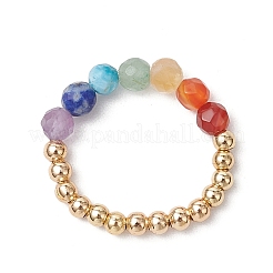 Natürlicher Amethyst & natürlicher Lapislazuli & natürlicher Apatit & natürlicher grüner Aventurin & natürlicher Citrin & Chakra-Ringe aus Messingperlen&nbsp;RJEW-TA00185-01