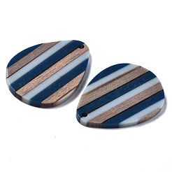 Colgantes de resina de rayas y madera de nogal&nbsp;RESI-N025-015A-C01