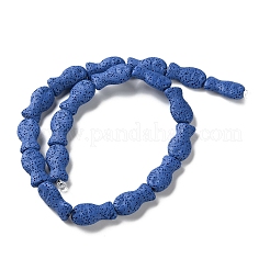 Brins de perles de pierre de lave naturelle teintées de poisson&nbsp;G-O126-01A-04
