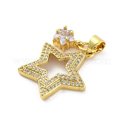 Pendentifs avec zircon cubiques à micro-pavés en laiton&nbsp;KK-U066-17G