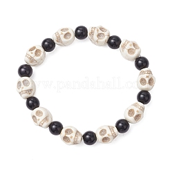 3 bracciale elastico con perline sintetiche turchesi in 3 colori&nbsp;BJEW-JB12093